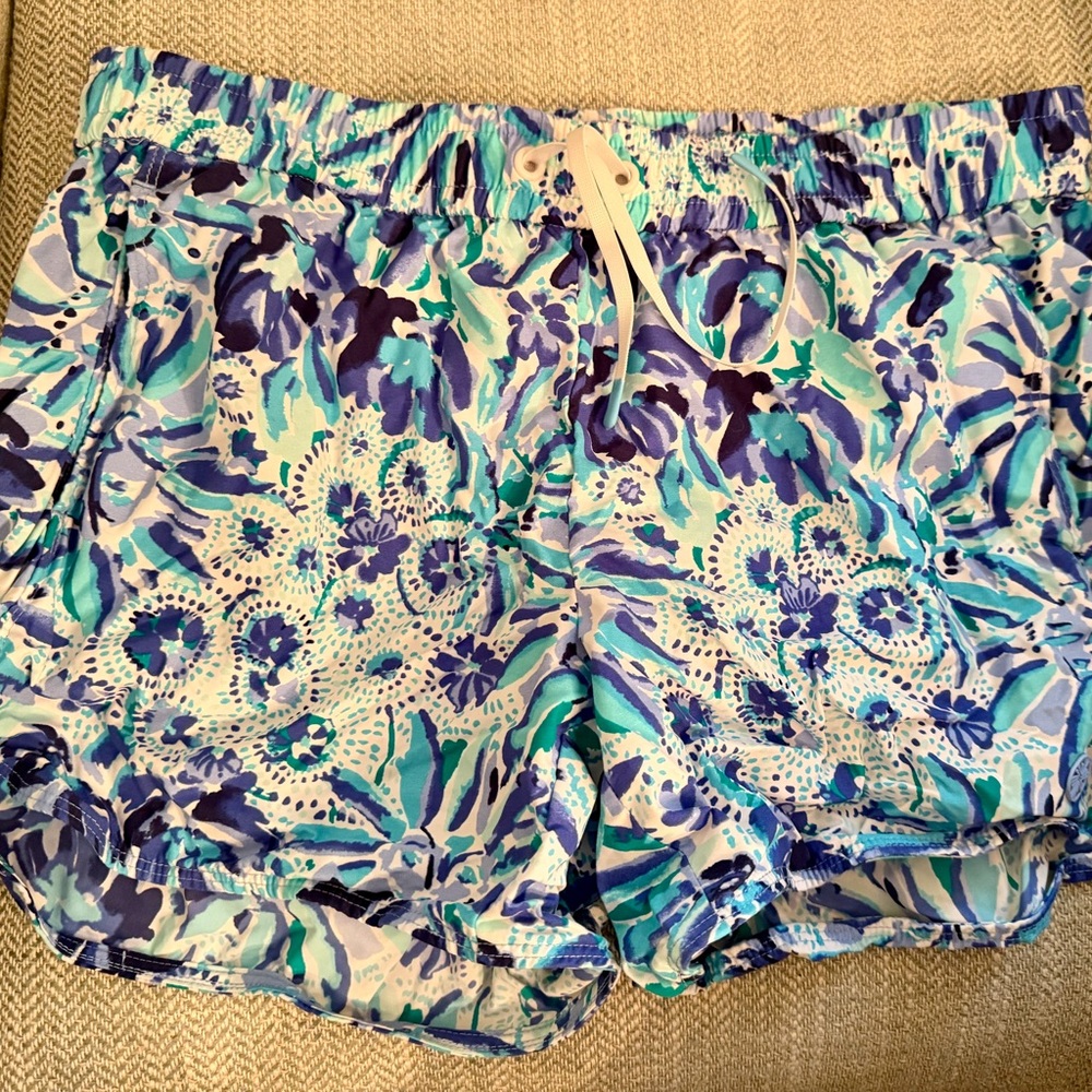Lilly Pulitzer Blue and Purple Floral Athletic Shorts
